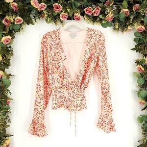 Finders Keepers Floral Wrap Front Blouse